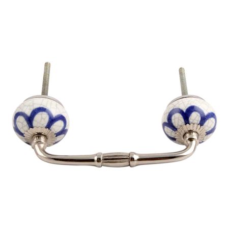 Navy Blue Flora Crackle Ceramic Bridge Handle